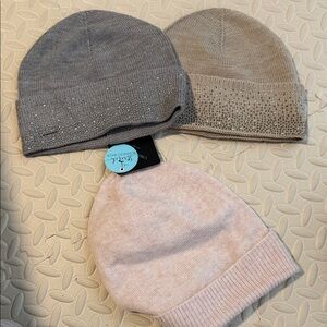 Lot of 3 beanies Calvin Klein and Cynthia Rowley
